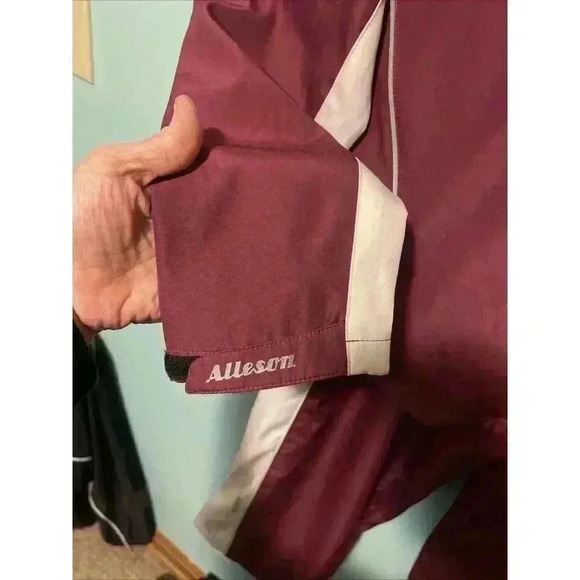 Alleson Women’s Large Track Suit Burgandy Stripped Pockets Zip - Picture 5 of 16